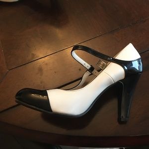 White and black high heels